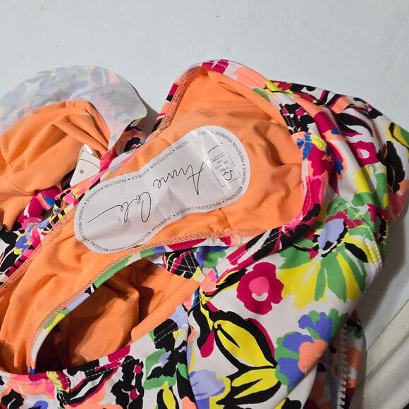 Anne Cole Sun Blossom Flutter Sleeve Zip Up Rash Guard One Piece Swimsuit Sz 10 - Picture 9 of 15